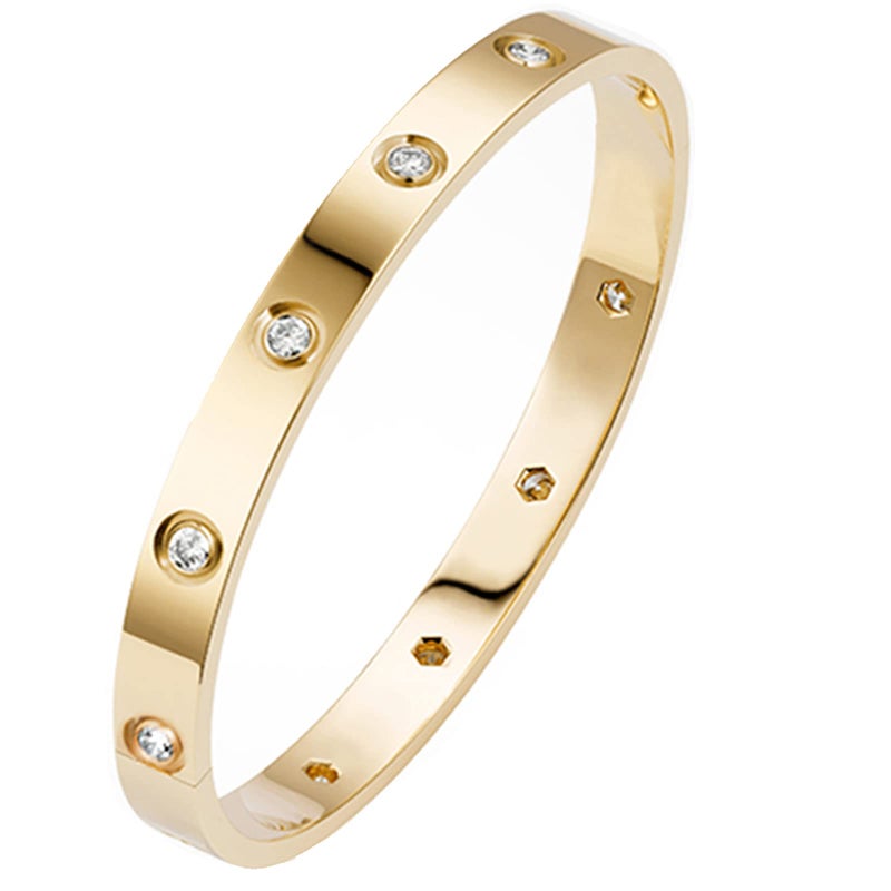 PDWZNBA 18K Gold Plated Love Friendship Bracelet with Cubic Zirconia Stones Bangle Cuff Best Gifts with Crystal for Mother's Day Valentine's Day Wedding Couples and Birthdays - Image 1